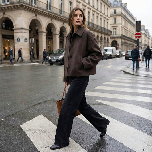 MANTEAU DROIT EFFET LAINE