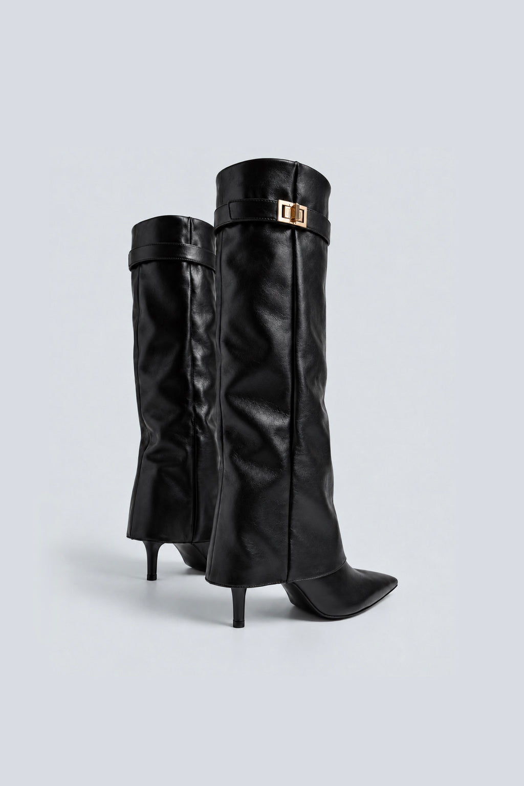 BOTTES HAUTES EFFET CUIR À TIGE RABATTUE