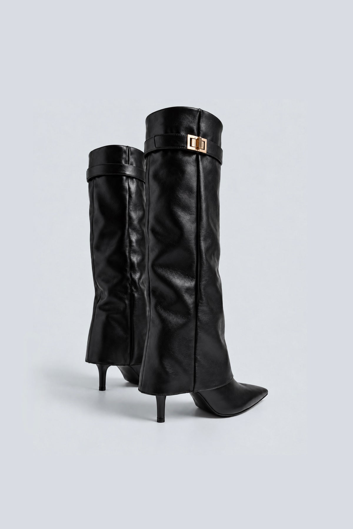 BOTTES HAUTES EFFET CUIR À TIGE RABATTUE