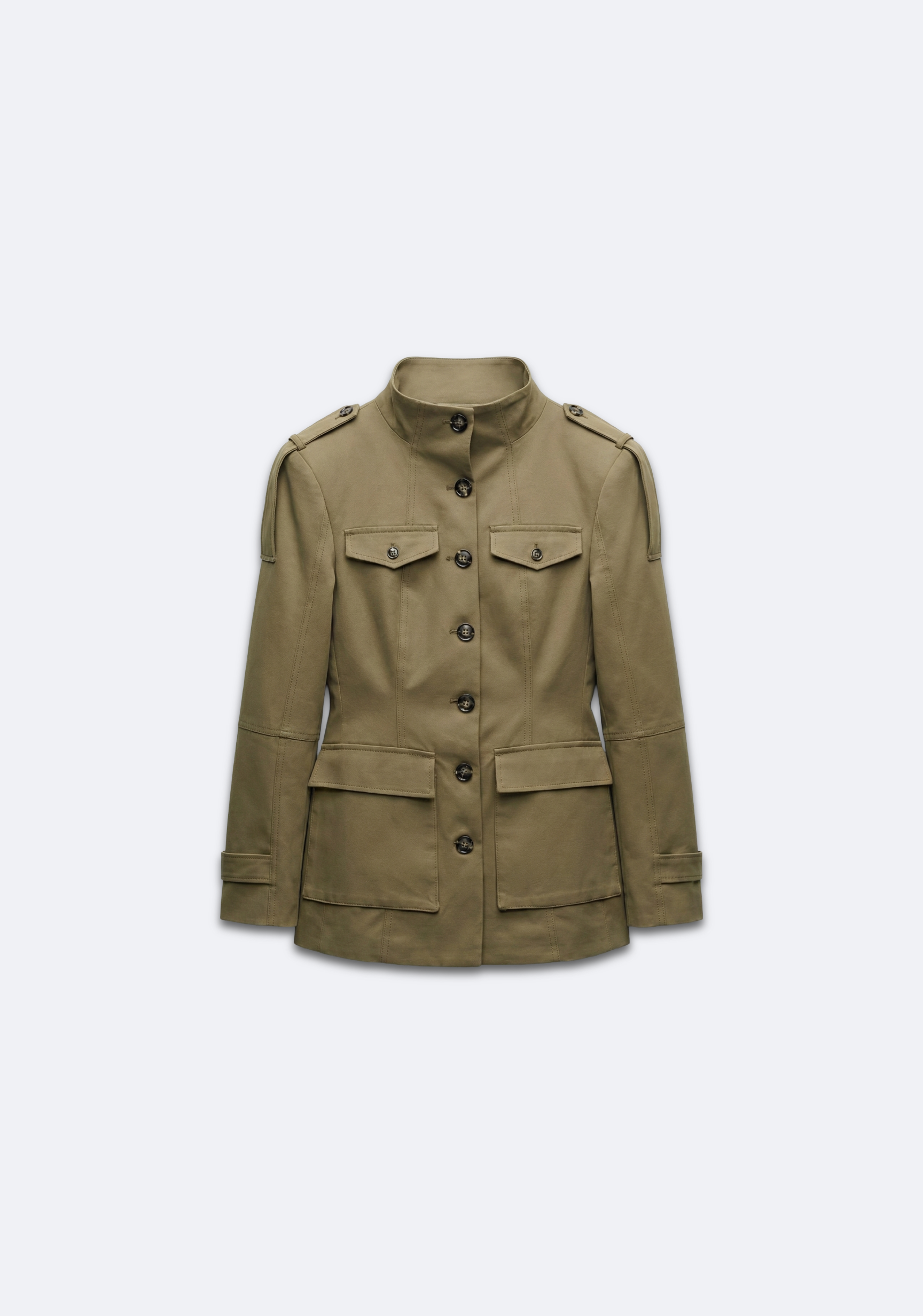 VESTE SAHARIENNE À COL OFFICIER ET ÉPAULETTES