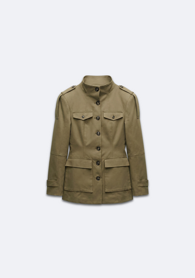 SAFARI JACKET WITH STAND-UP COLLAR AND EPAULETS