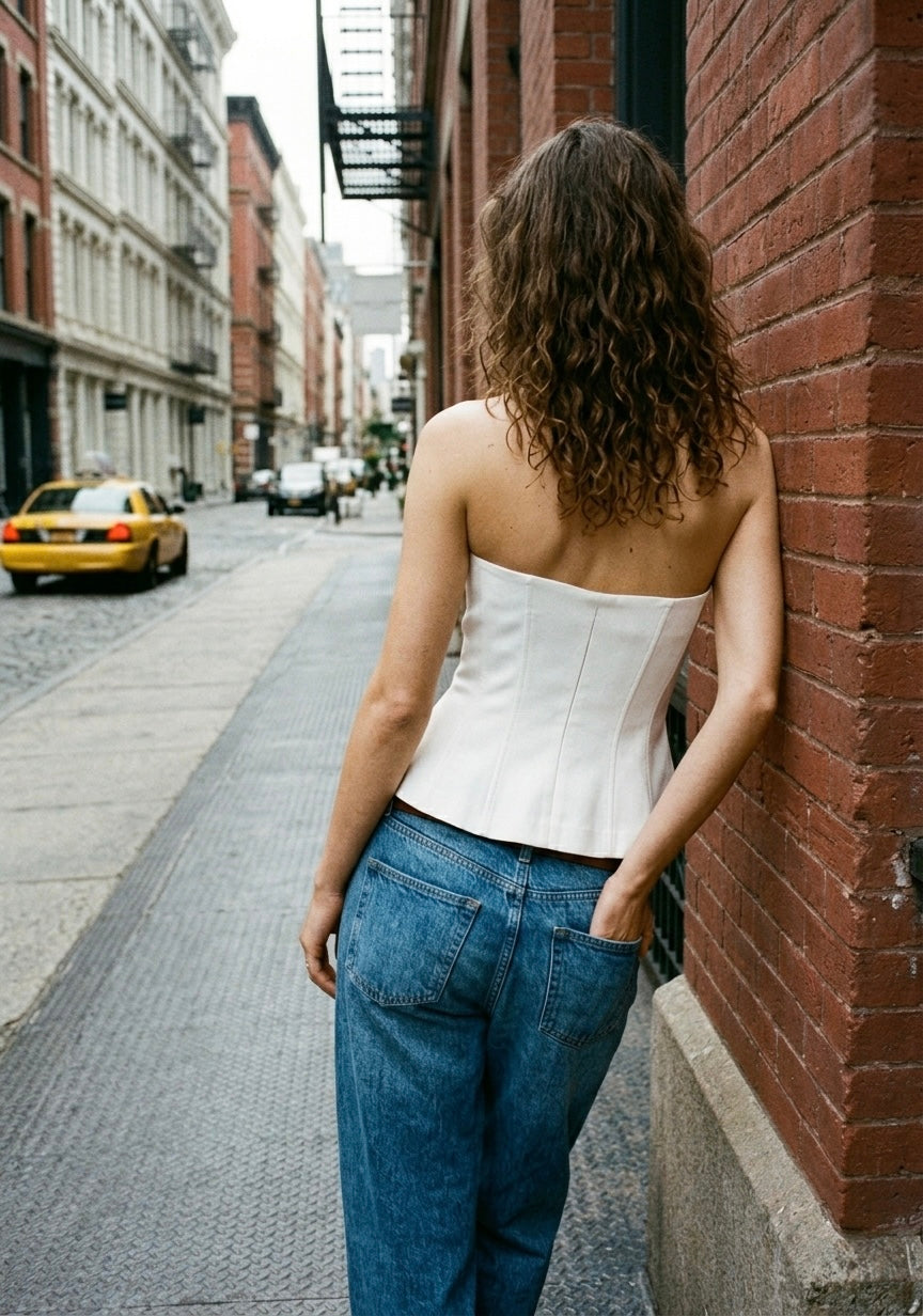 TOP BUSTIER À BASQUE
