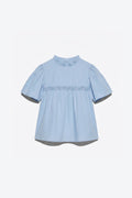 BLOUSE COURTE COL ROND SMOCKÉ