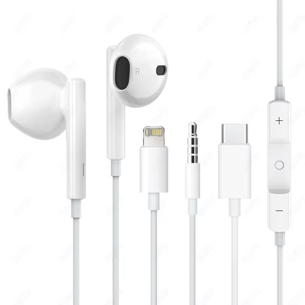 White Wired Headphones - iPhone / USB-C / 3.5mm Models