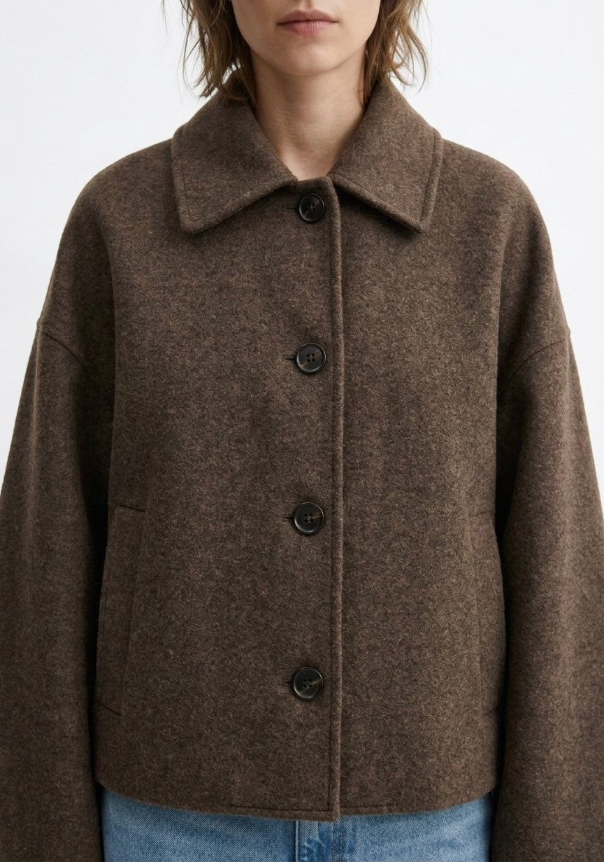 MANTEAU DROIT EFFET LAINE