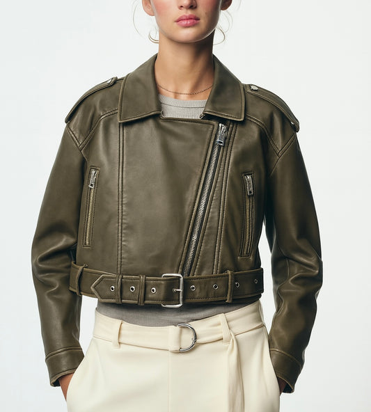 BLOUSON BIKER AVEC CEINTURE