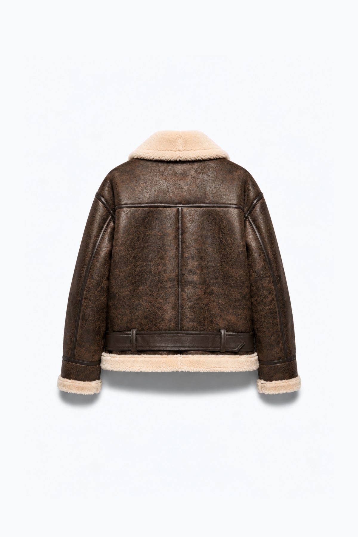 BELTED ZIPPED AVIATOR JACKET