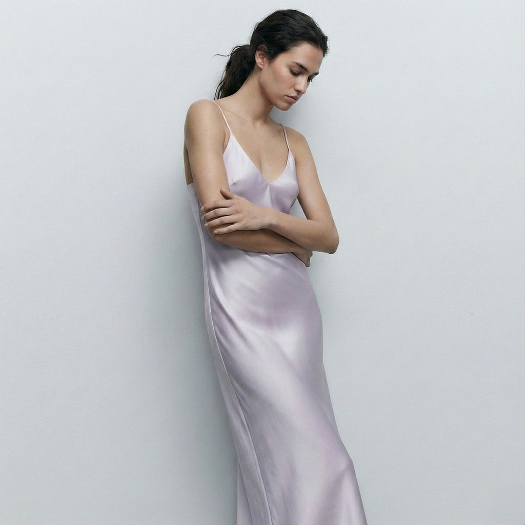 ROBE MI-LONGUE ÉCLAT SATINÉ