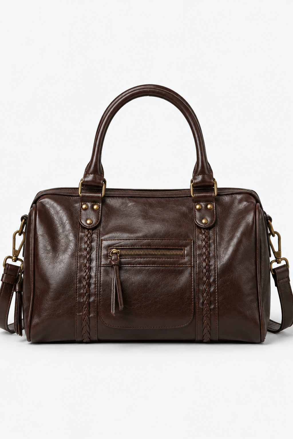 SAC À MAIN CUIR PU TRESSÉ AVEC BANDOULIÈRE