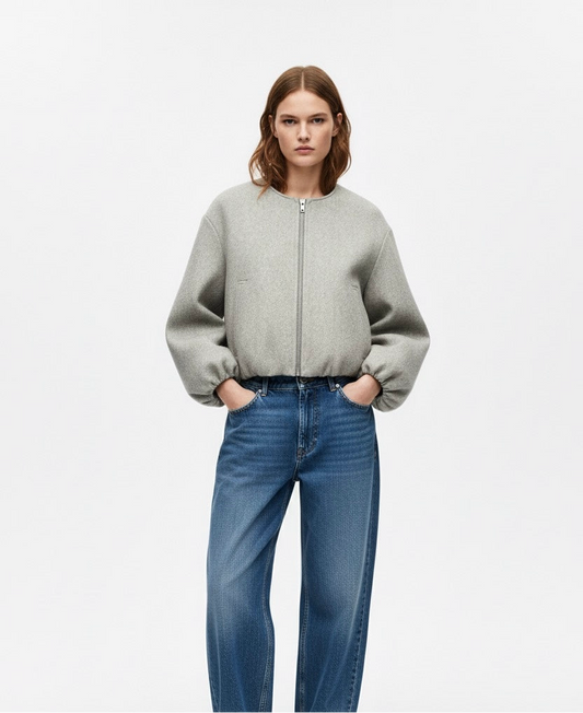 BLOUSON ZIPPÉ AVEC BASE ÉLASTIQUÉE