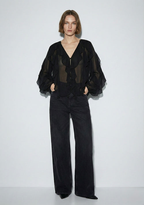 BLOUSE VOILE À VOLANTS
