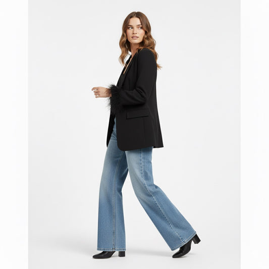 BLAZER LONG AVEC DÉTAILS PLUMES