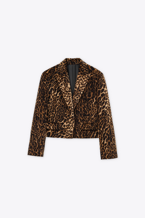 Blazer corto effetto leopardato 