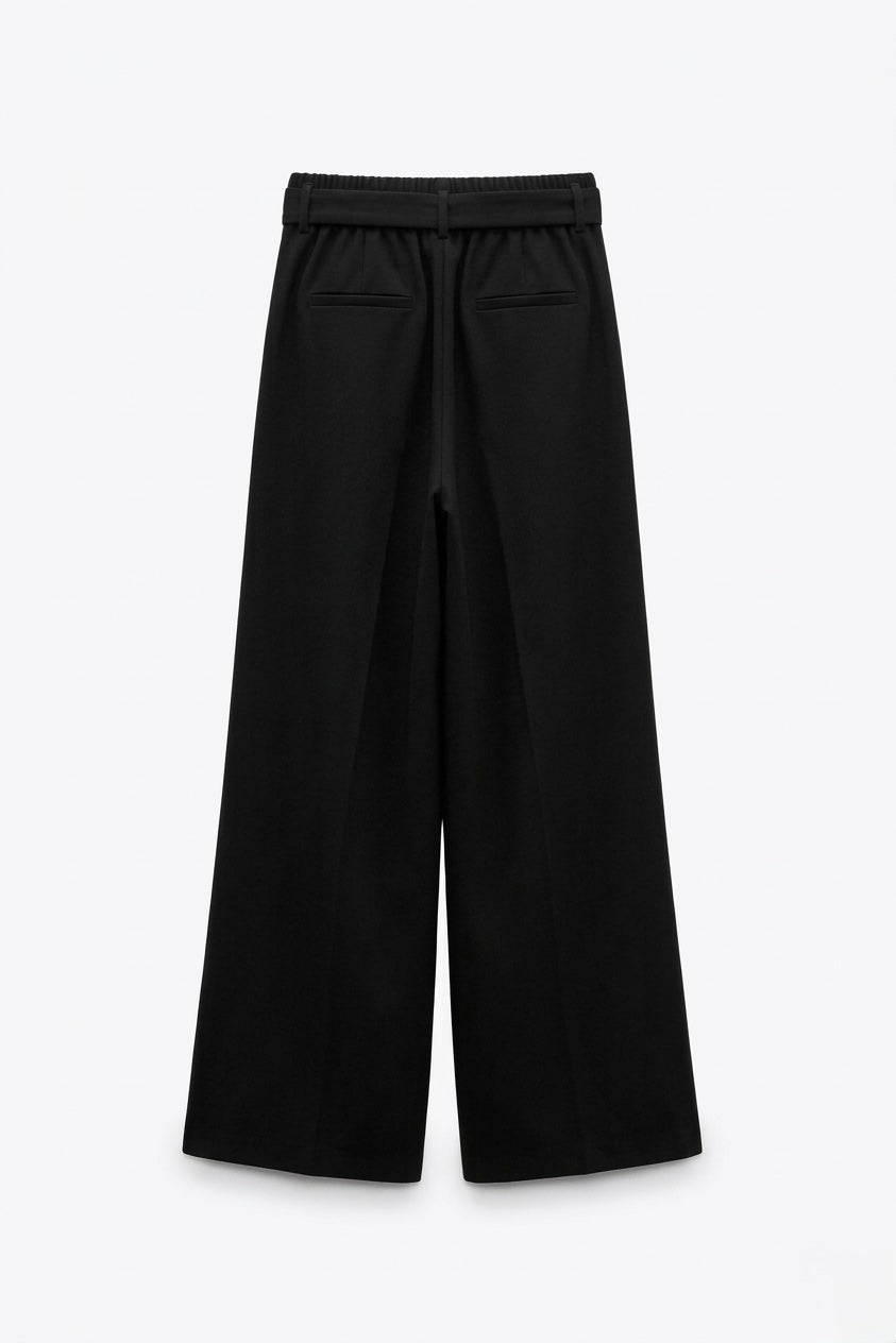 PANTALON LARGE NOIR CEINTURÉ