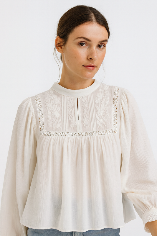 BLUSA IN PIZZO RICAMATO