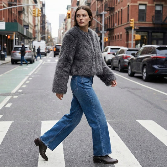 VESTE TEXTURÉE EFFET FOURRURE