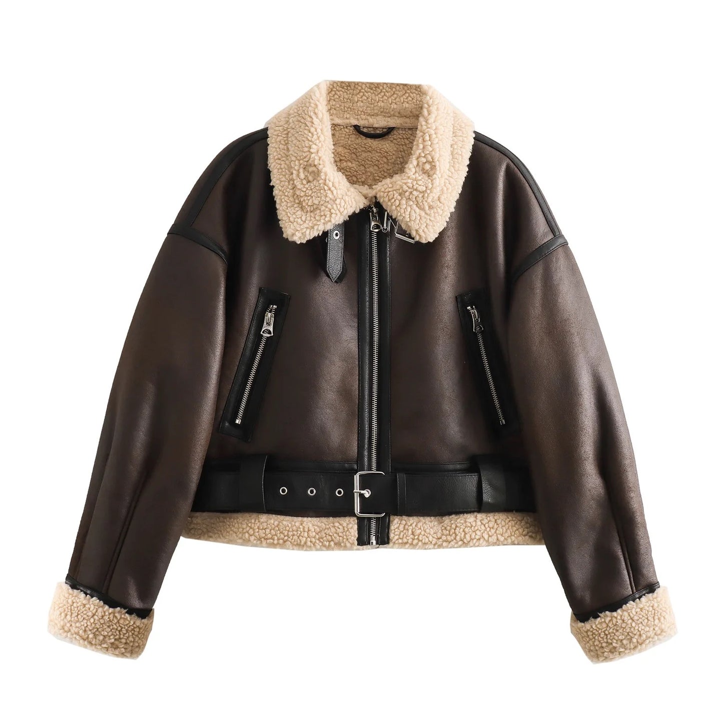 Blouson en cuir PU • Femme