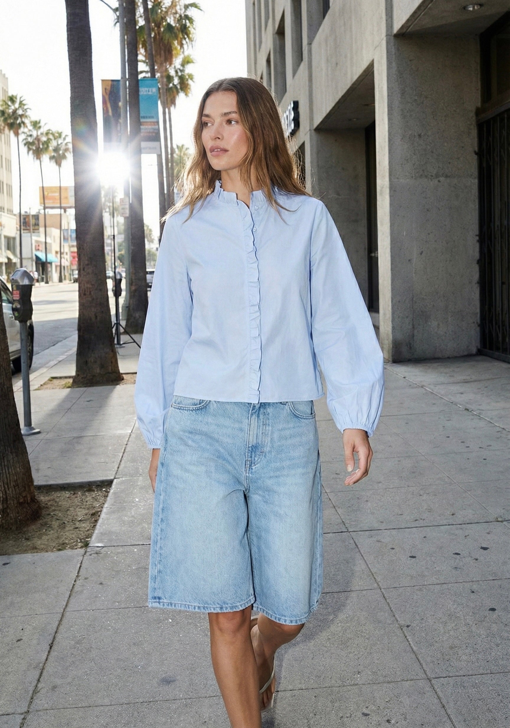 CHEMISE COL OFFICIER MANCHES BOUFFANTES