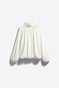 BLOUSE FLUIDE SATINÉE À OURLET BOULE