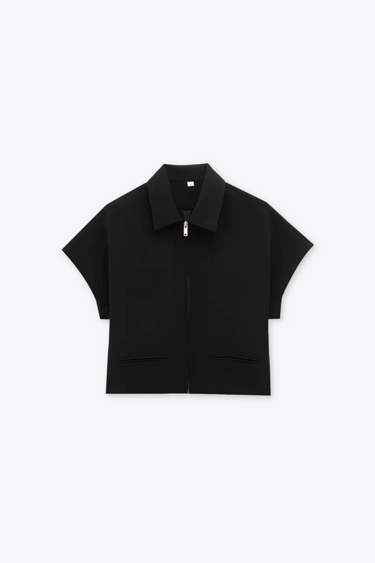 VESTE COURTE À COL REVERS