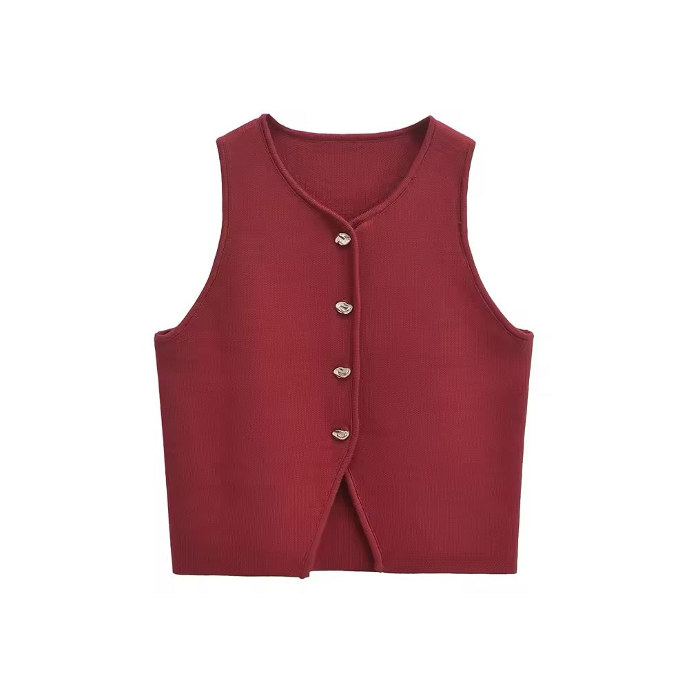 Gilet tricoté court • Femme