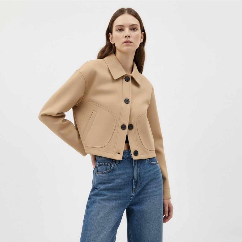 VESTE COURTE AVEC DAIM