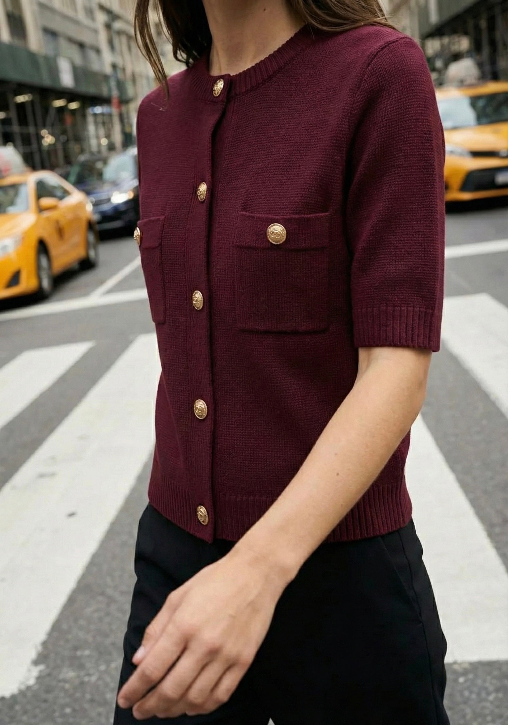 CARDIGAN MAILLE STRUCTURÉE À BOUTONS DÉCORATIFS