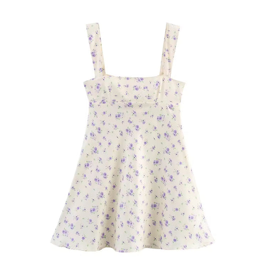 ROBE À FLEURS À BRETELLES ÉPAISSES