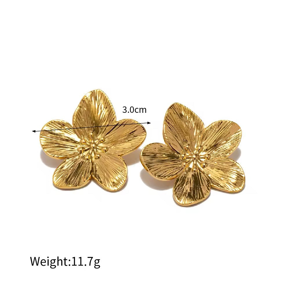 BOUCLES D’OREILLES MOTIF FLEUR 100% ACIER INOXYDABLE