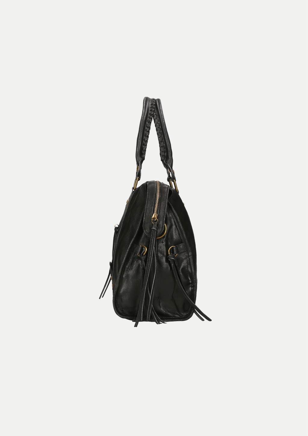 Sac à main en cuir brossé Noir