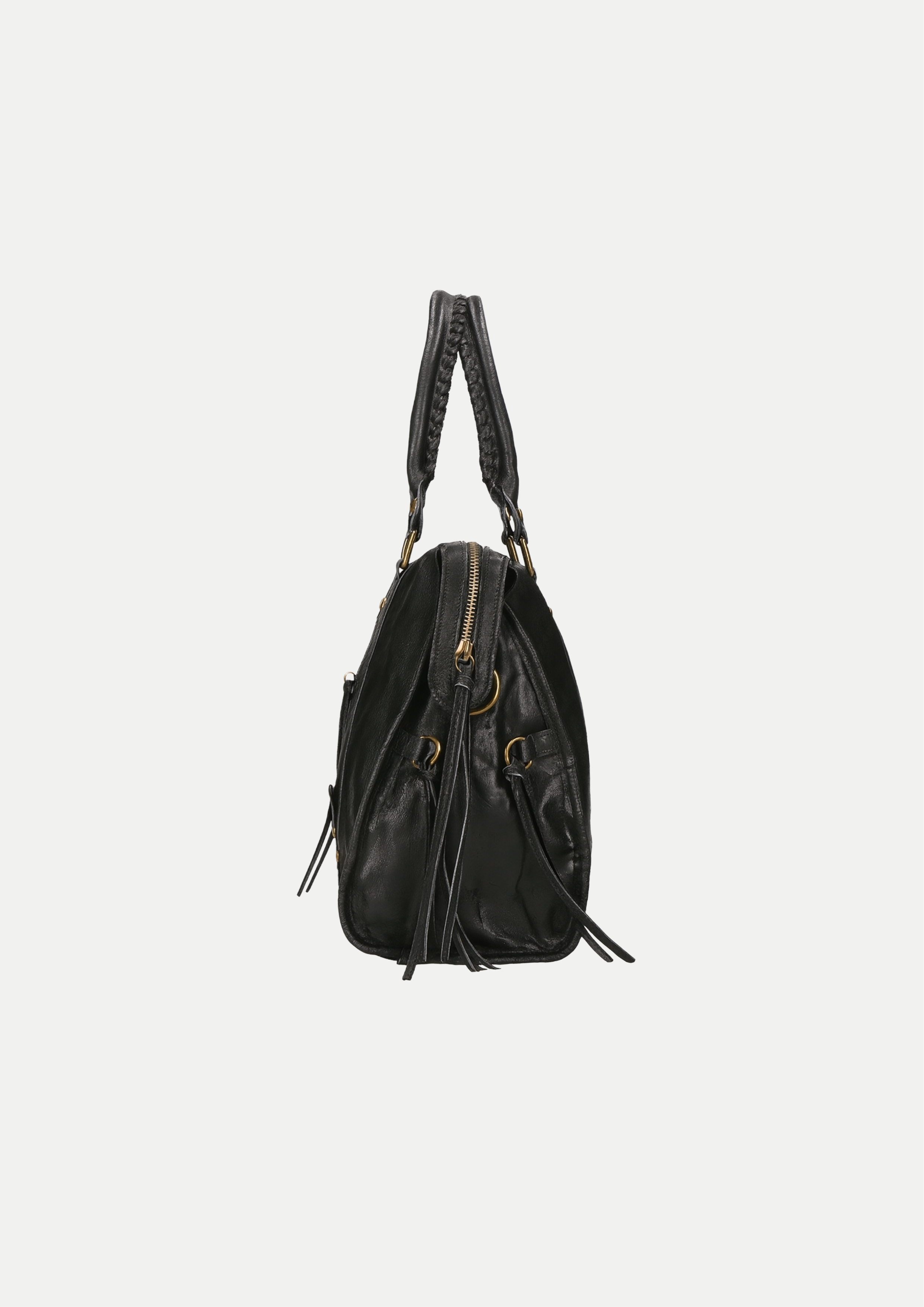 Sac à main en cuir brossé Noir