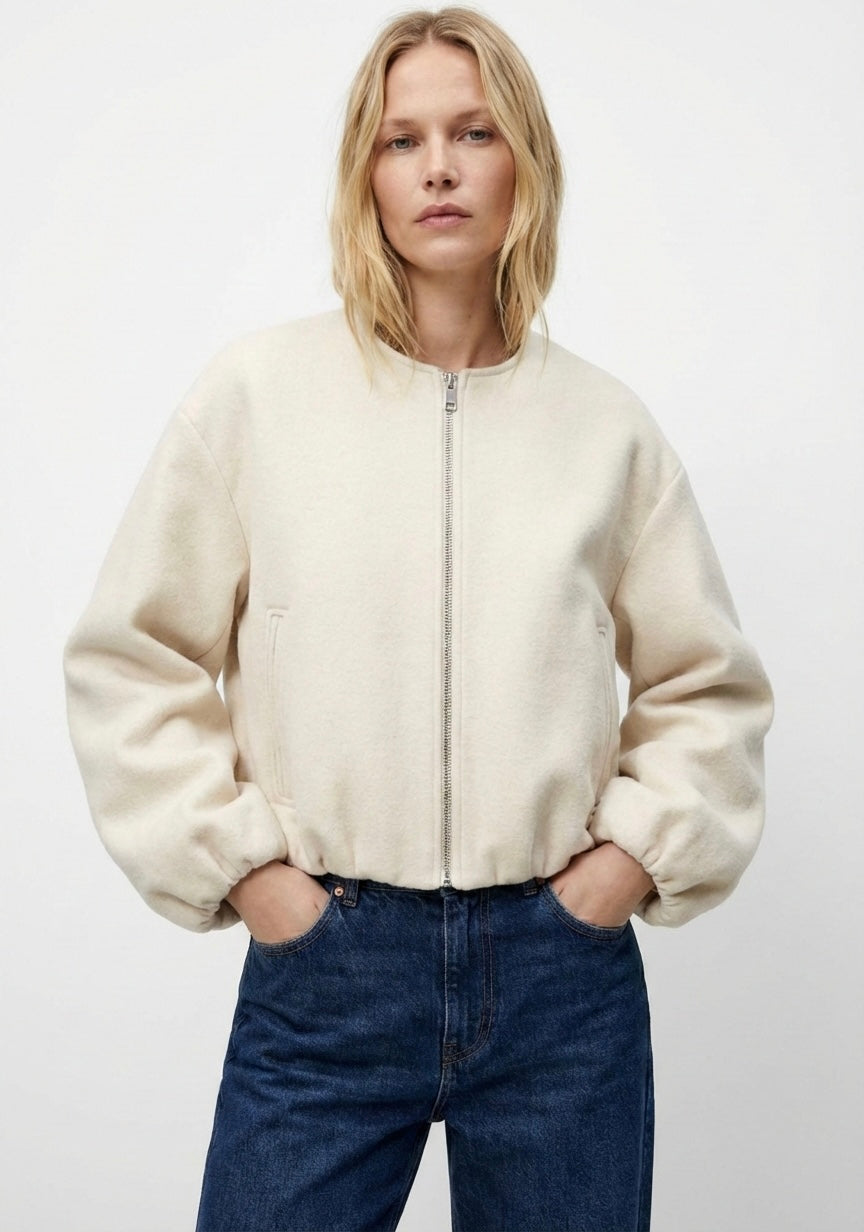 VESTE ZIPPÉE À MANCHES VOLUMINEUSES