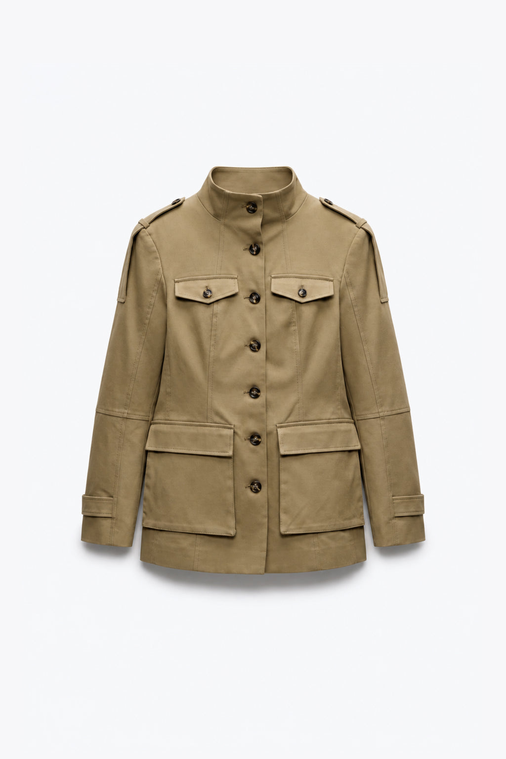 VESTE SAHARIENNE À COL OFFICIER ET ÉPAULETTES