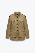 VESTE SAHARIENNE À COL OFFICIER ET ÉPAULETTES