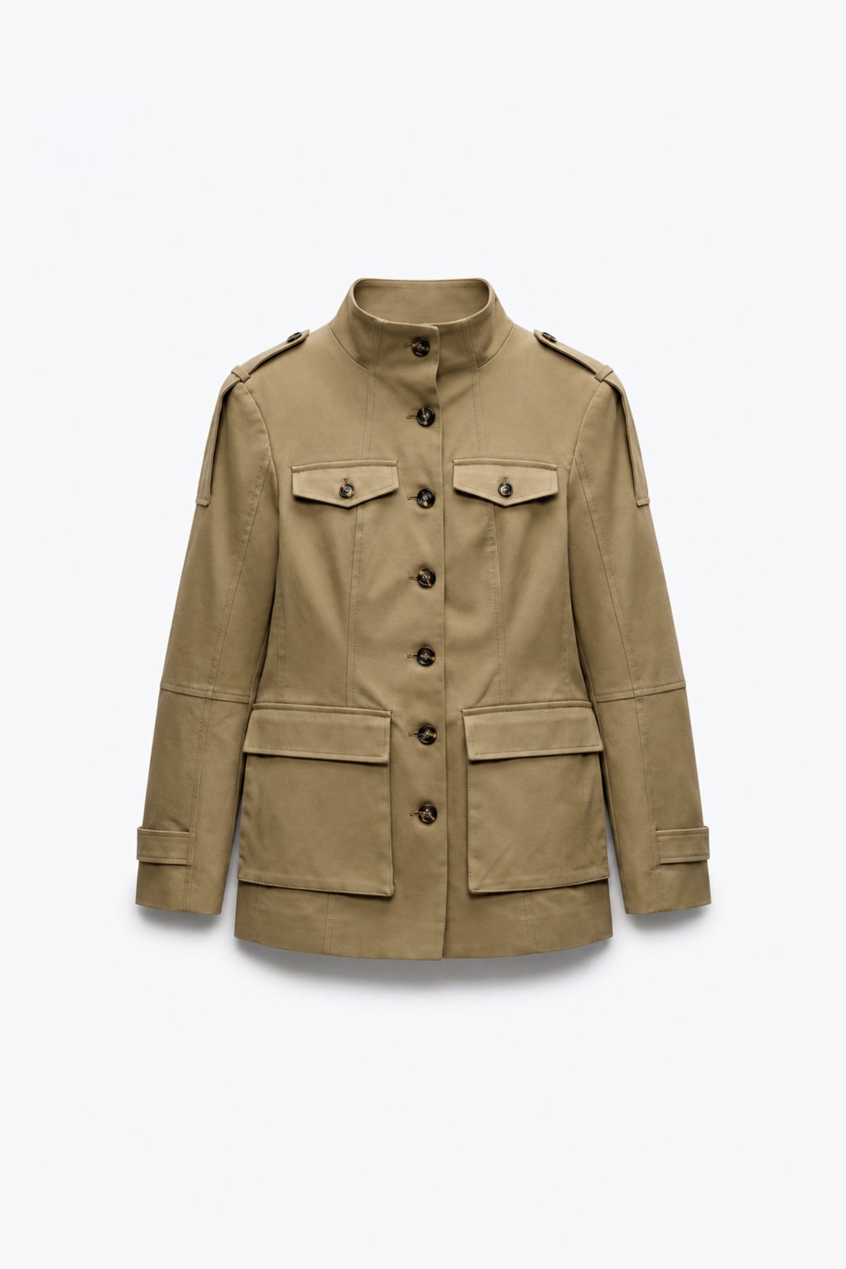 VESTE SAHARIENNE À COL OFFICIER ET ÉPAULETTES