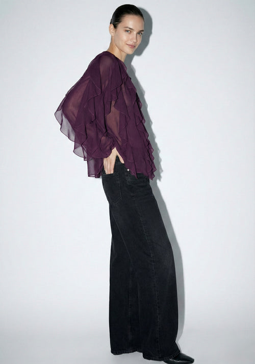 BLOUSE VOILE À VOLANTS