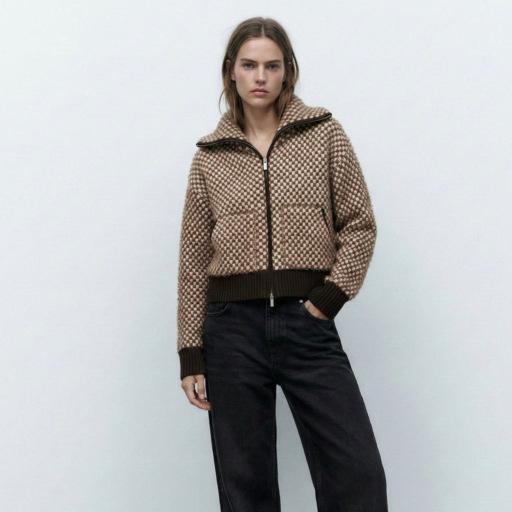 VESTE ZIPPÉE EN MAILLE TEXTURÉE