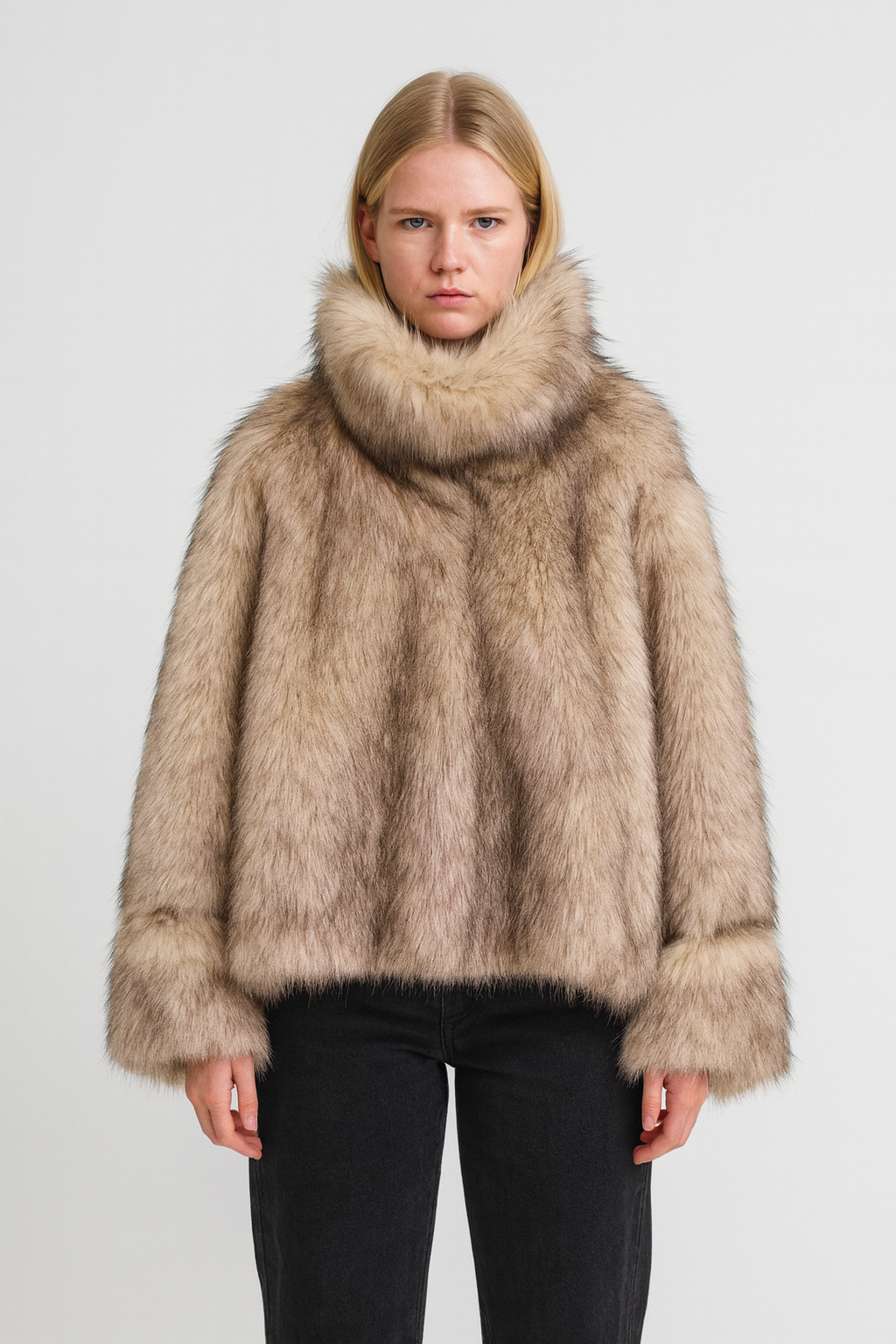 Fur effect down jacket • Women