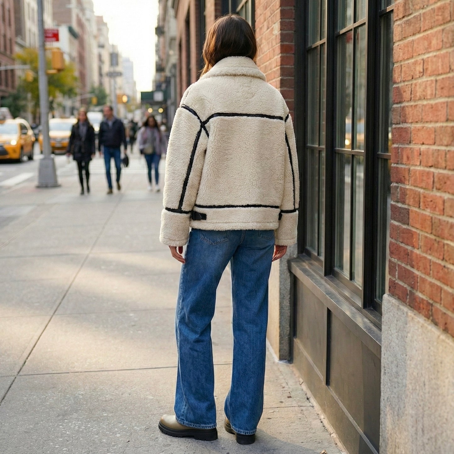 VESTE EFFET LAINE COL REVERS