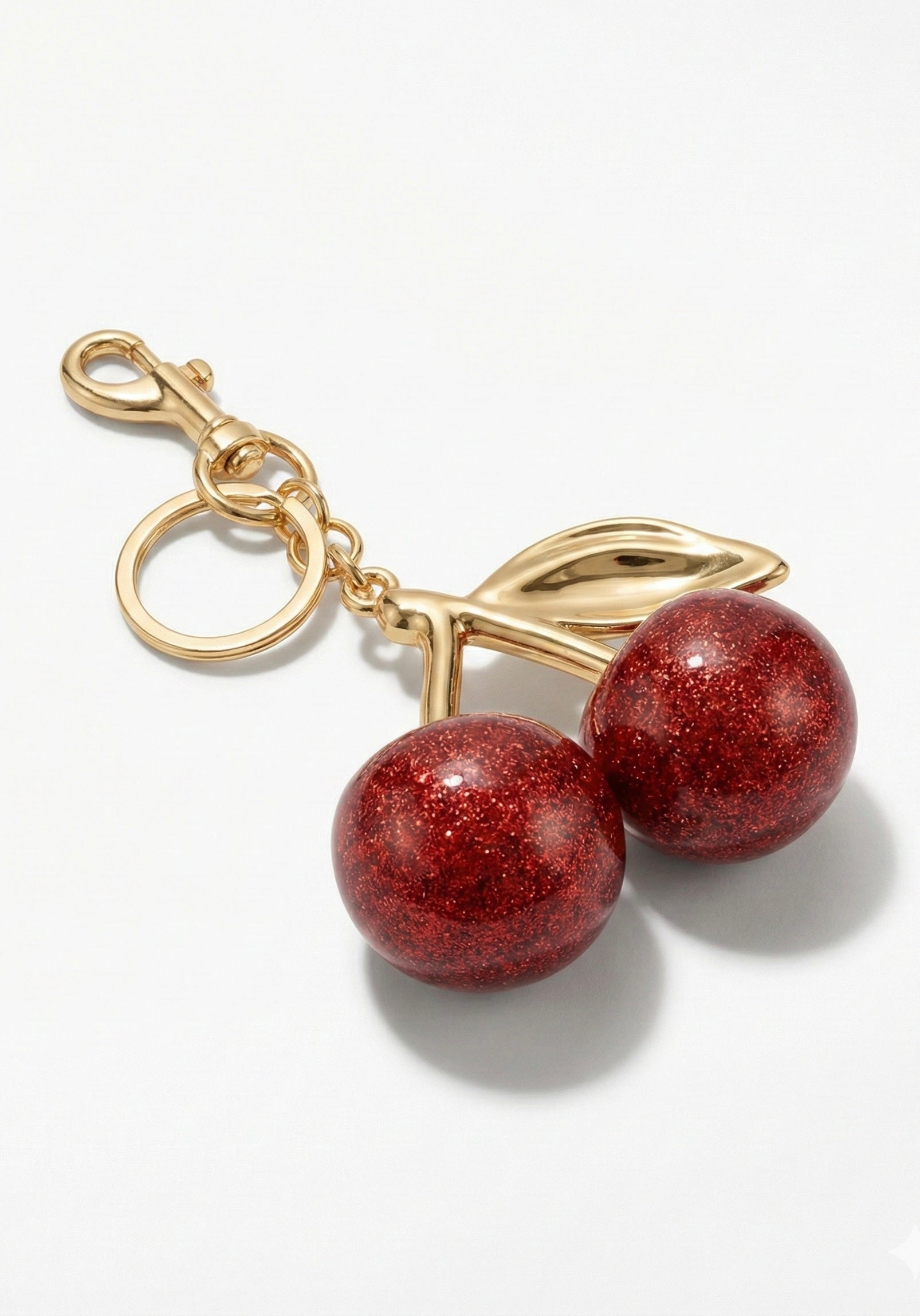 PORTE-CLÉS DOUBLE CERISE MÉTALLIQUE