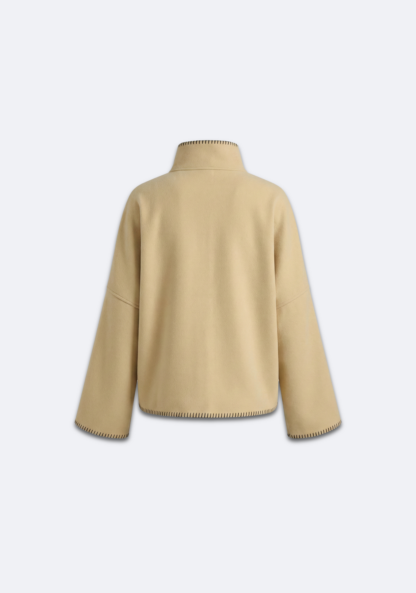 VESTE DROITE À COL MONTANT ET SURPIQÛRES VISIBLES