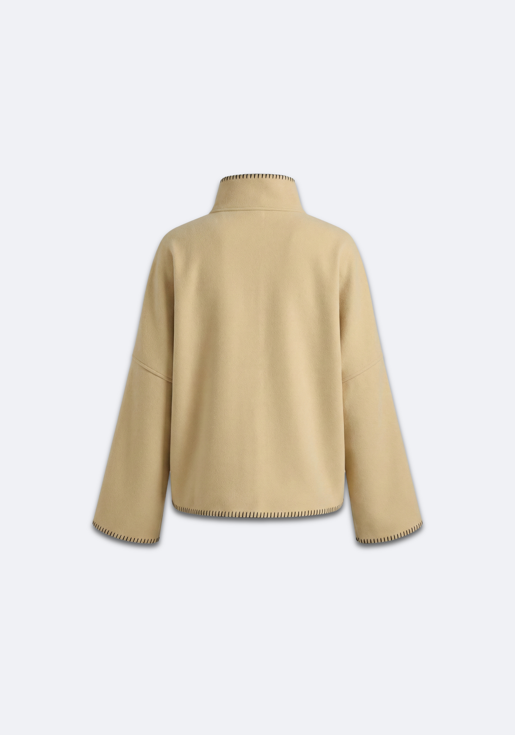 VESTE DROITE À COL MONTANT ET SURPIQÛRES VISIBLES