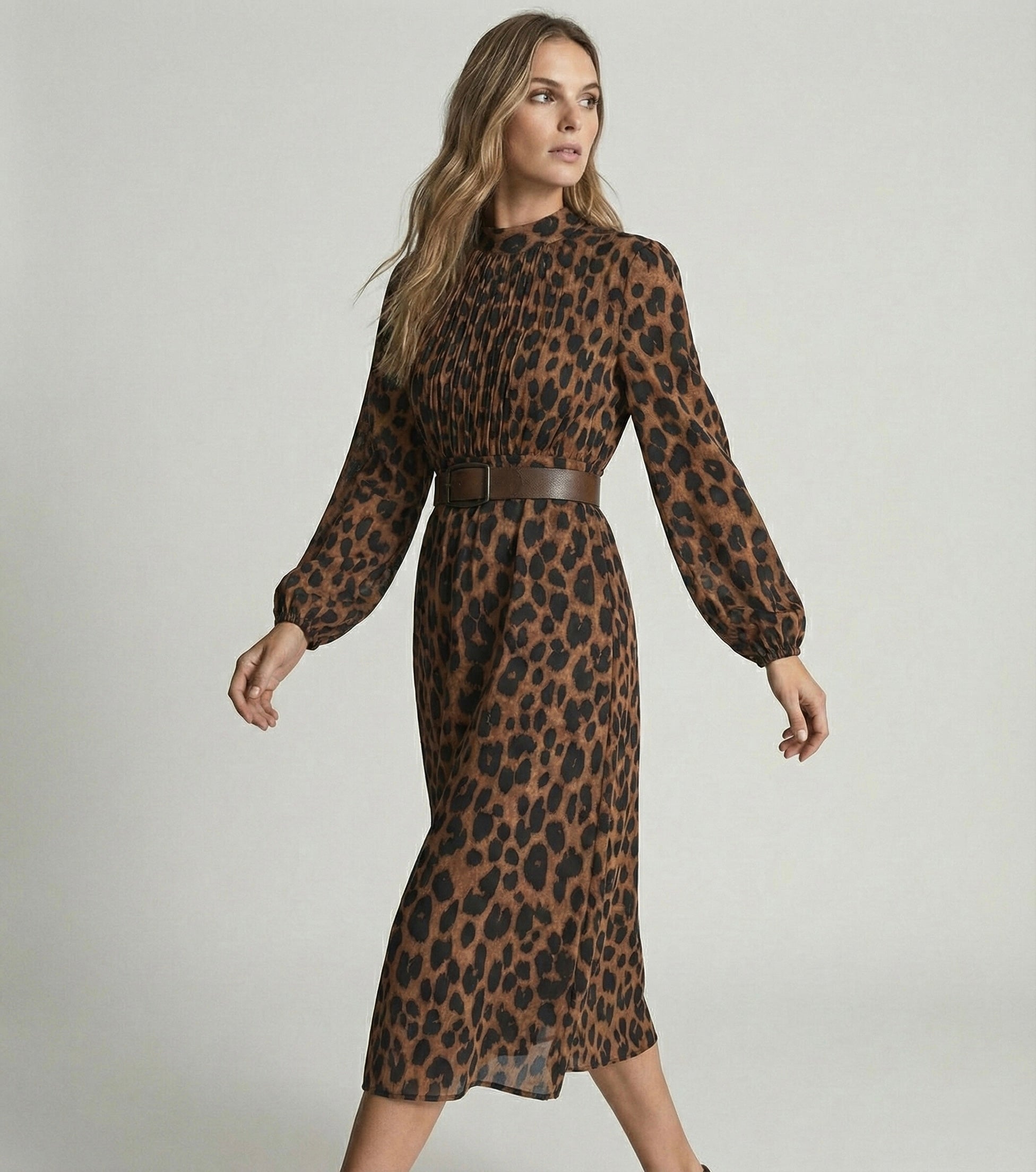 ROBE MIDI IMPRIMÉE À CEINTURE