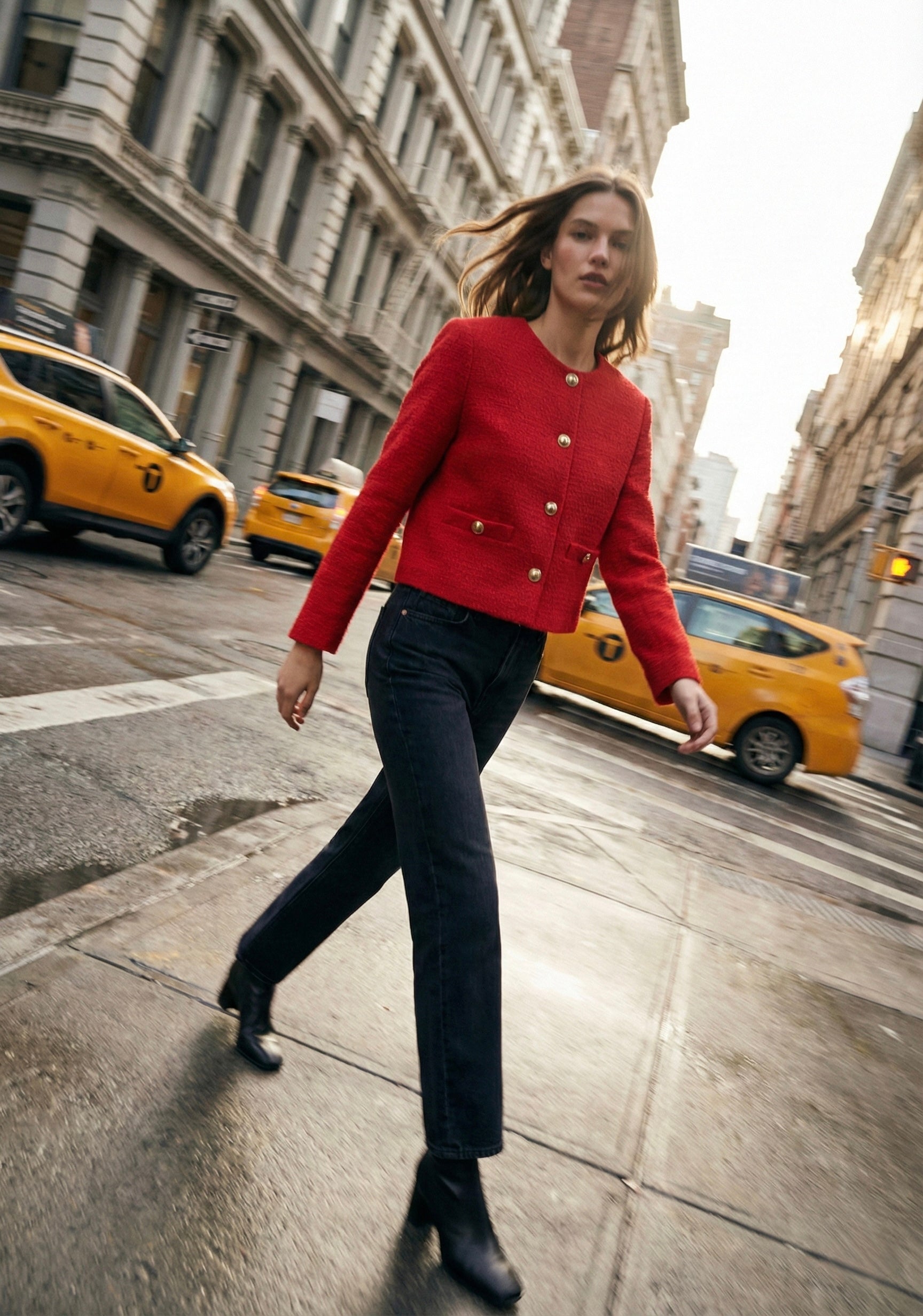 VESTE COURTE TEXTURÉE À DOUBLE BOUTONNAGE