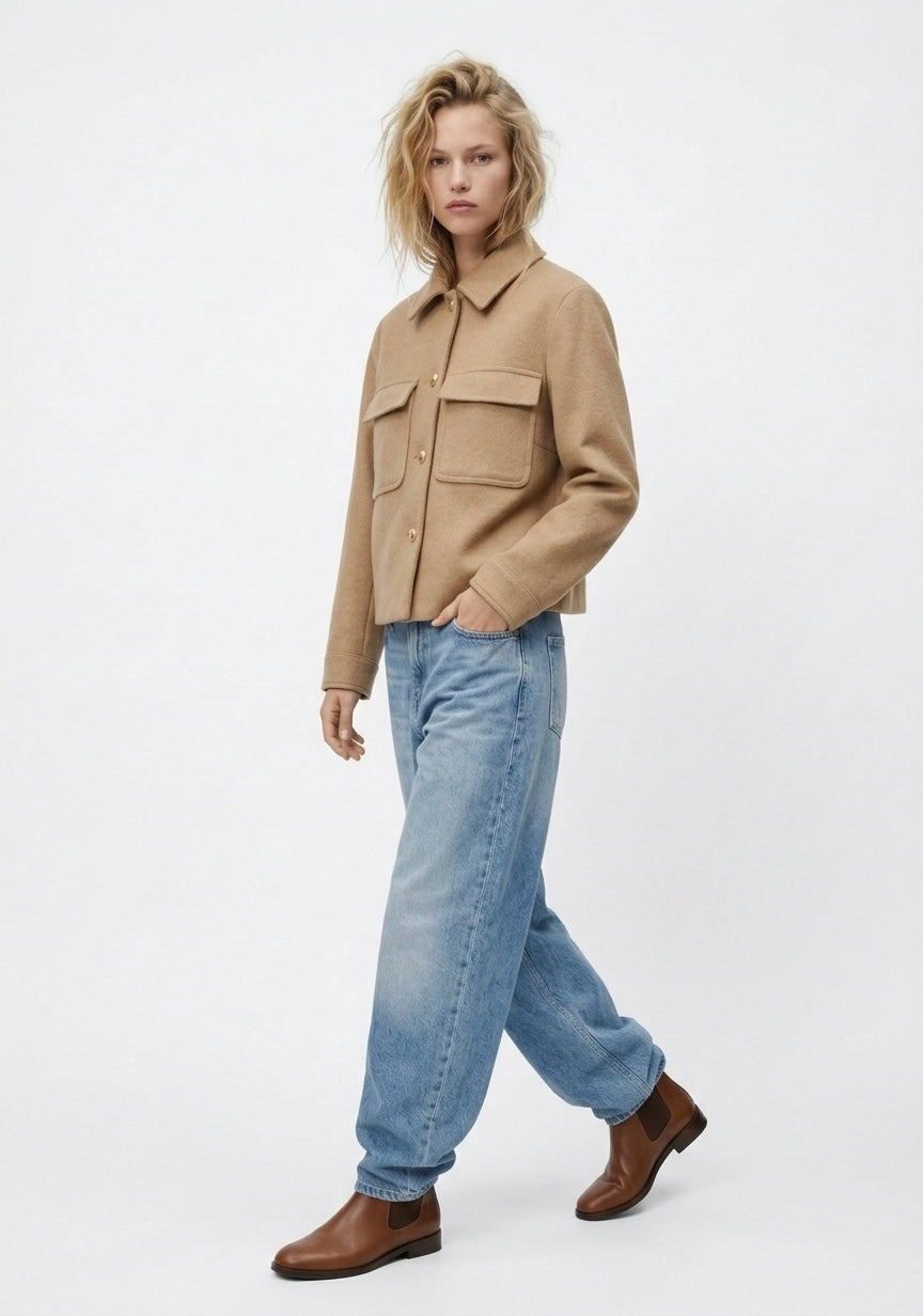 VESTE EFFET LAINE À POCHES PLAQUÉES