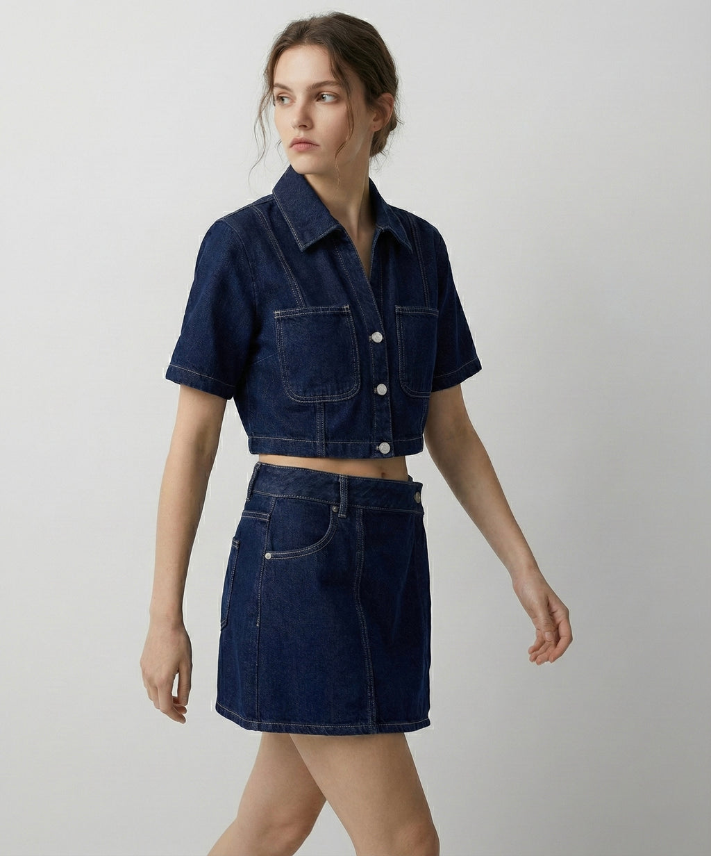 ENSEMBLE SHORT & CHEMISE EN JEAN