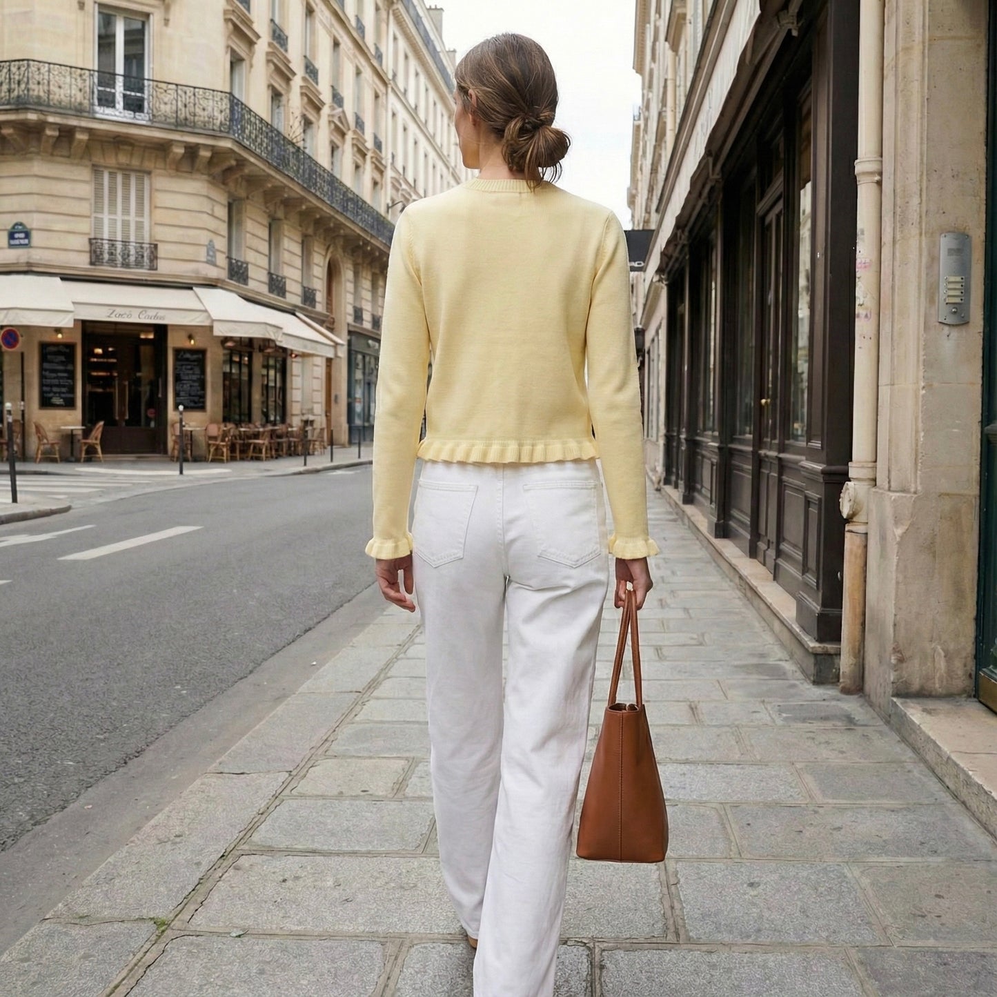 CARDIGAN FIN À VOLANTS BAS ET MANCHES