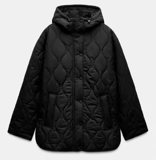 MANTEAU MATELASSÉ LONG À CAPUCHE