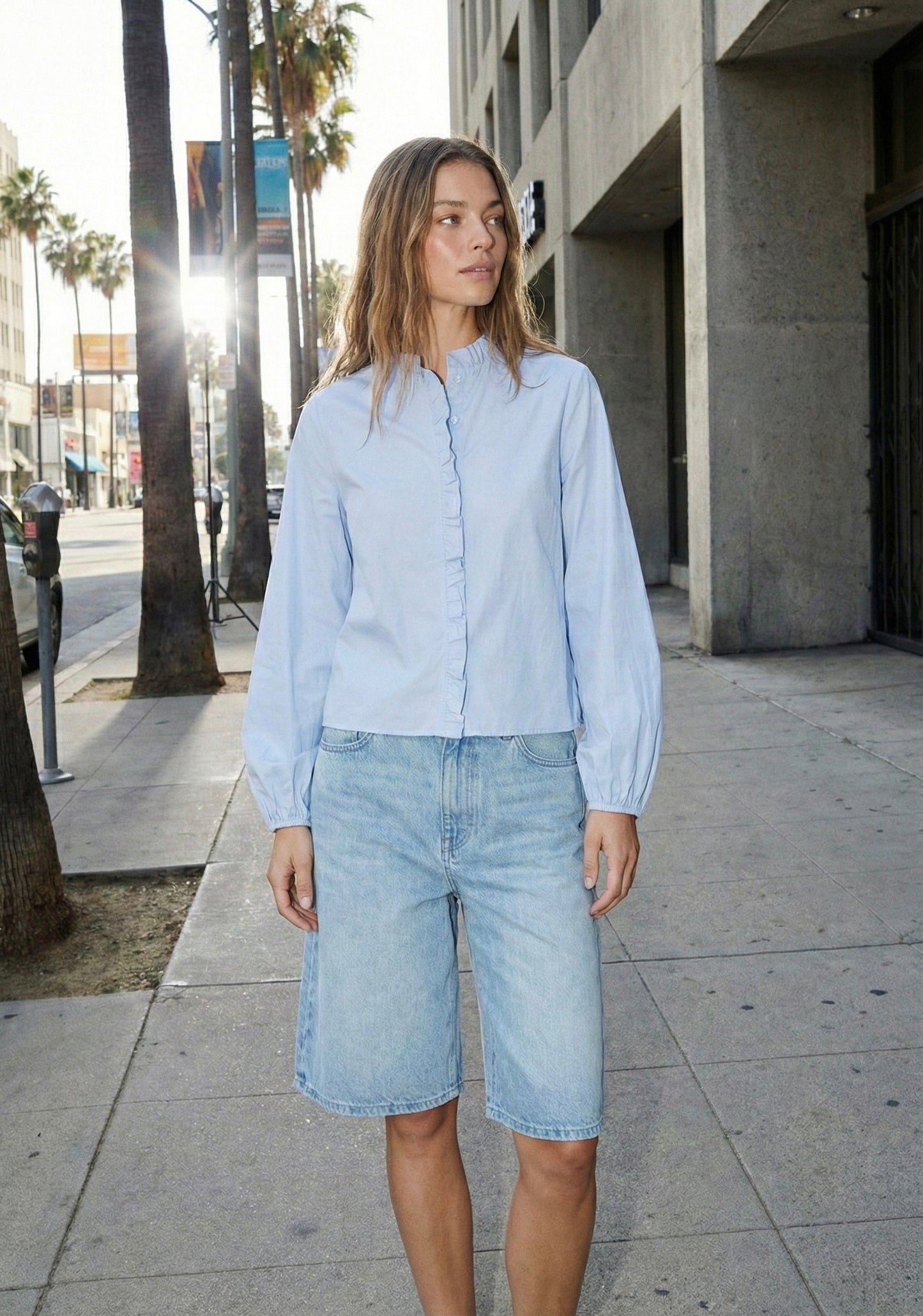 CHEMISE COL OFFICIER MANCHES BOUFFANTES