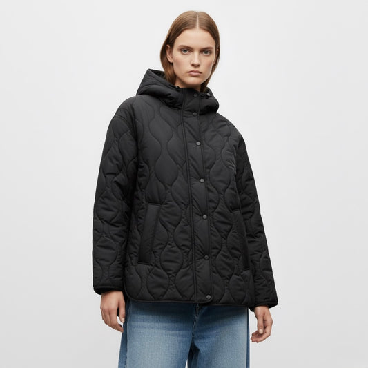 MANTEAU MATELASSÉ LONG À CAPUCHE